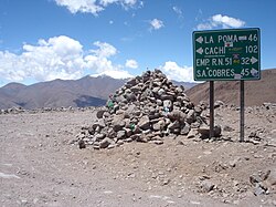 An apacheta in the southern part of the Inca road system in the current province of Salta, Argentina