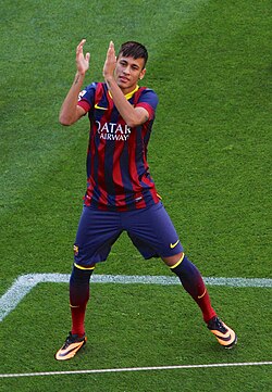 Neymar during his presentation as a Barcelona player on 3 June 2013
