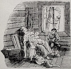 Illustration of starvation in northern Sweden, Swedish famine of 1867–1869