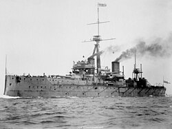 HMS Dreadnought, with an inverted bow