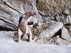 Model in Cueva del Milodón Natural Monument where fossils were found in 1896