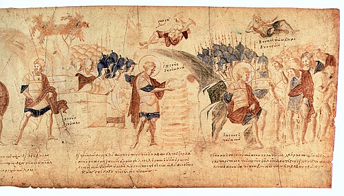 Sheet 3 of the Joshua Roll; Joshua and the Israelites