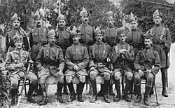 Officers of the 62nd Punjabis in Ismailia, Egypt, 1914. Captain Claude Auchinleck is standing on the far right.