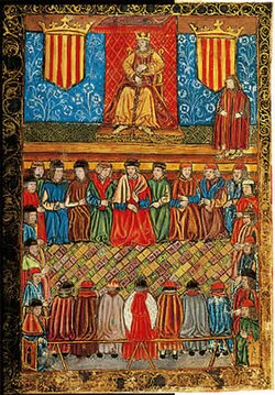 A meeting of the Catalan Courts in the 15th century