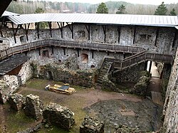 A courtyard of the 14th-century Raseborg Castle in Raseborg, Finland