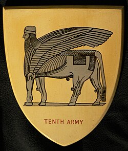 Military plaque showing lamassu insignia