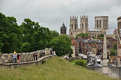 Until the 19th century, city status in England and Wales was associated with the presence of a cathedral, such as York Minster.