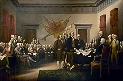 The Thirteen British Colonies on the east coast of North America issued a Declaration of Independence in 1776