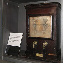 An early Cooke and Wheatstone double-needle railway telegraph instrument at the National Railway Museum in York