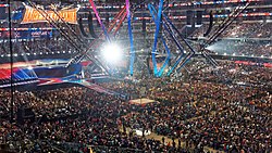 AT&T Stadium during WrestleMania 32. WWE claims a record attendance of 101,763 for the event.