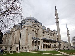 Built by Suleiman the Magnificent, the Süleymaniye Mosque (1550–1557) was designed by his chief architect Mimar Sinan, the most illustrious of all Ottoman architects[239]