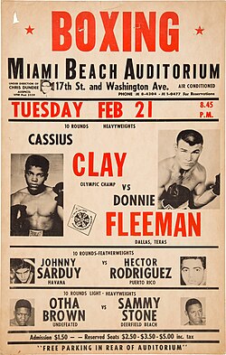 On-site poster for Cassius Clay's fifth professional bout