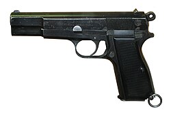 Browning Hi-Power, the main police service pistol.