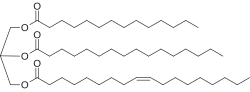 Butterfat is a triglyceride (fat) formed from fatty acids such as myristic, palmitic, and oleic acids.