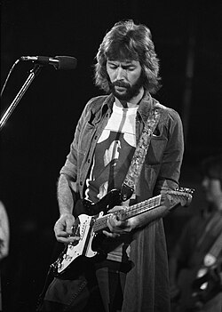 Eric Clapton playing his signature custom-made "Blackie" Fender Stratocaster