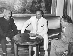 Tito with North Vietnamese leader Ho Chi Minh in Belgrade, 1957