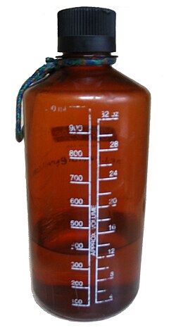 Narrow-mouth Nalgene bottle with custom attachment point