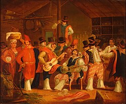 Payada in a bar. Painting by Carlos Morel.