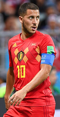 Hazard playing for Belgium at the 2018 FIFA World Cup