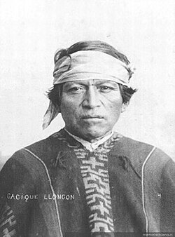 Mapuche cacique (lonko) Lloncon, southern Chile, around 1890