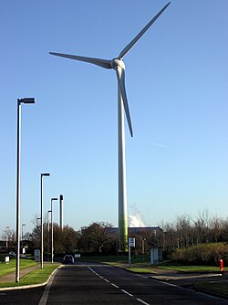 An Ecotricity wind turbine at Green Park Business Park, Reading, England