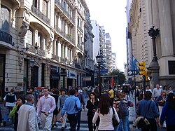 Peatonal Córdoba and Corrientes Ave., at Rosario central district.