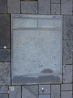 "Lese-Zeichen" ("Book marks"), commemorating the burning of the books on 10 May 1933 at the Bonner Marketplace
