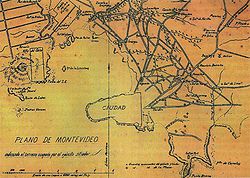 Map of Montevideo during the Guerra Grande (1843–1851).