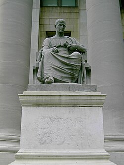 Statue of Roman orator Cicero at the New Haven County Courthouse