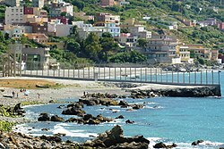 One of the fenced breakwaters in Ceuta in 2012