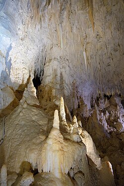 Lit up cave formations