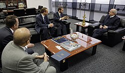 Minister of Defense Pedro Cateriano welcomes Prince Mired on a protocol visit as Special Envoy for the Universalization of the Anti-Personnel Mine Ban Convention – June 23, 2012.