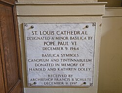 St. Louis Cathedral Minor Basilica Designation Plaque