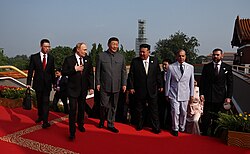 Kim Jong Un together with Russian president Vladimir Putin and Chinese leader Xi Jinping during the 2025 China Victory Day Parade