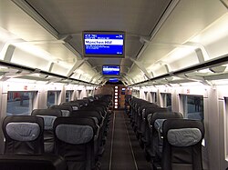 The refurbished 1st class interior of an ICE 1 trainset