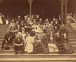 Christian Scientist Association in 1885. Hopkins is in the front row, third from left.
