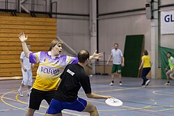 The marker blocking the handler's access to half of the field. Tartu, Estonia.