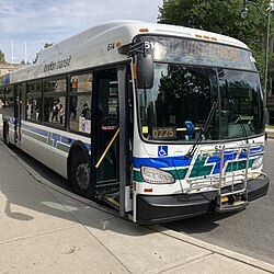 A picture of a New Flyer Xcelsior bus in London, Ontario