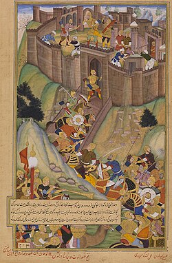 Capture of the Alamut, 16th-century Mughal miniature