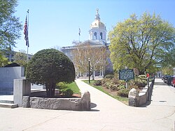 Historical marker on the grounds of the New Hampshire State House