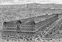 Le Bon Marché, founded in Paris, offered a wide variety of goods in "departments" inside one building, from 1851.