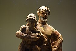 Zeus carrying away Ganymede (Late Archaic terracotta, 480-470 BCE)