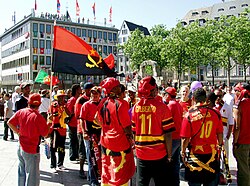 Fans of the Angola national football team in Cologne, Germany.