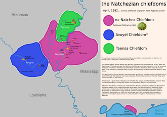 Map of Natchez settlements in 1682