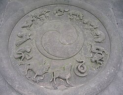 A stone carving of the Chinese zodiac