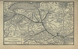 Map of Delaware, Lackawanna and Westerny Railroad in New York State and Pennsylvania, 1893
