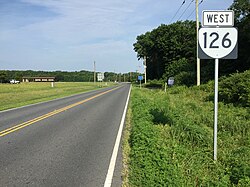 View west along SR 126 near US 13 Bus. and SR 316 in Tasley
