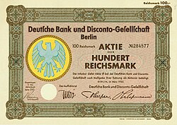 Share of the Deutsche Bank und Disconto-Gesellschaft, issued March 1932