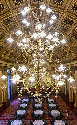 A late-19th century electrolier in Glasgow