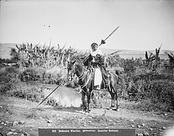 A Bedouin warrior, pictured between 1898 and 1914